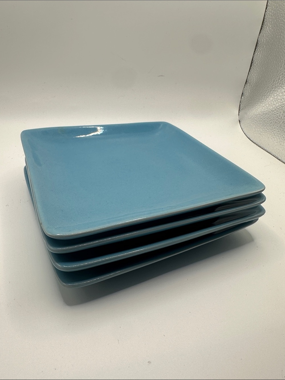 Crate&Barrel Square Dinner Plates in Sky Blue (Set of 4)